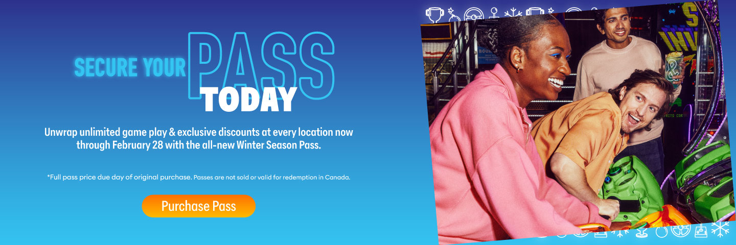Secure Your Pass Today! The Winter Season Pass is here to give you VIP access to a whole world of unlimited game play & exclusive discounts now through February 28th